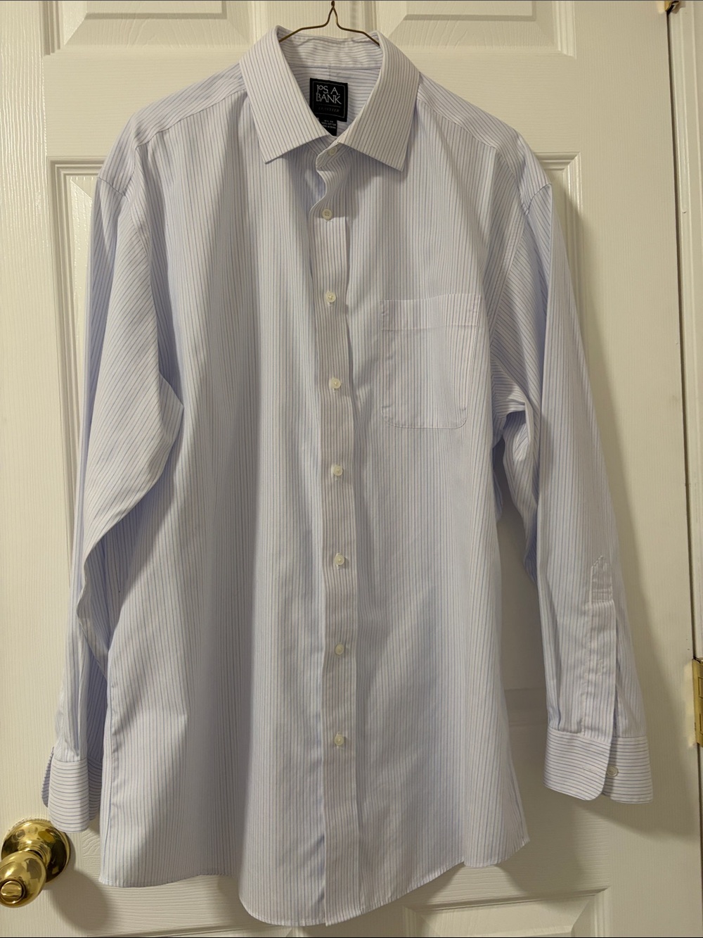 Jos. A. Bank Light Blue Pinstripe Cotton Dress Shirt